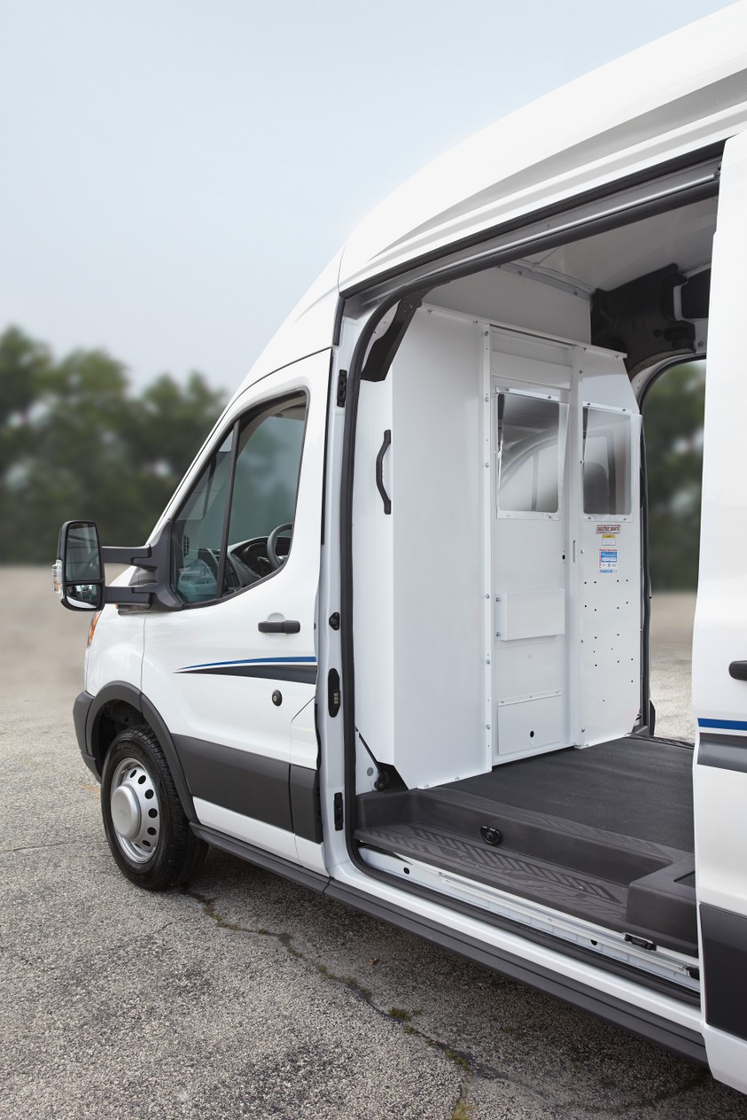 A white Ford transit van