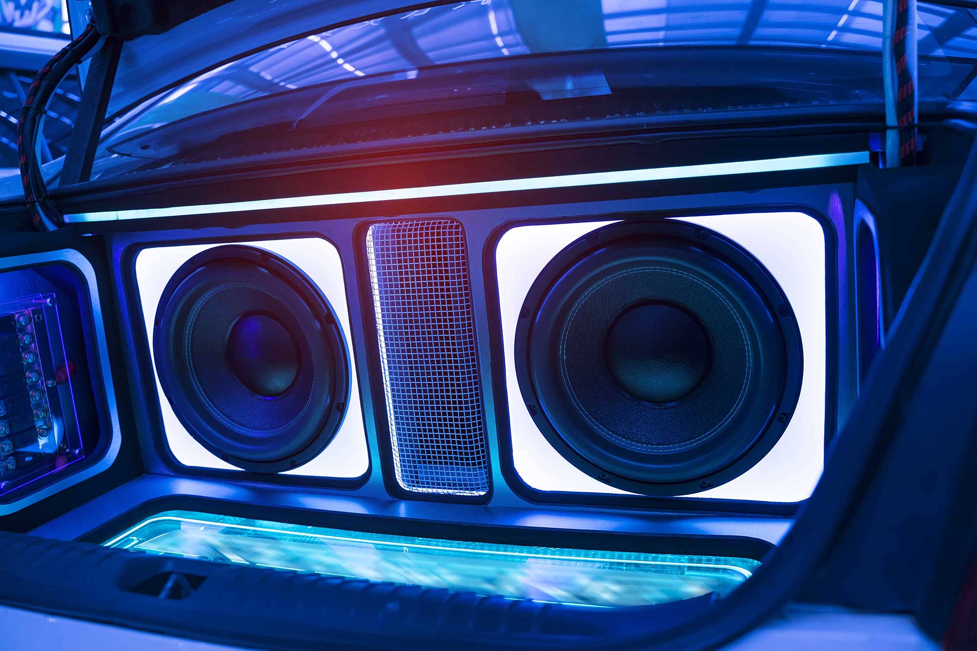 Blue car stereo